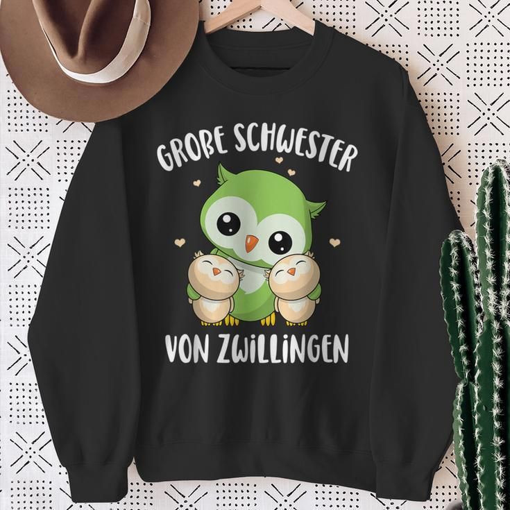 Big Schwester Von Zwillingen German Language Sweatshirt Geschenke für alte Frauen