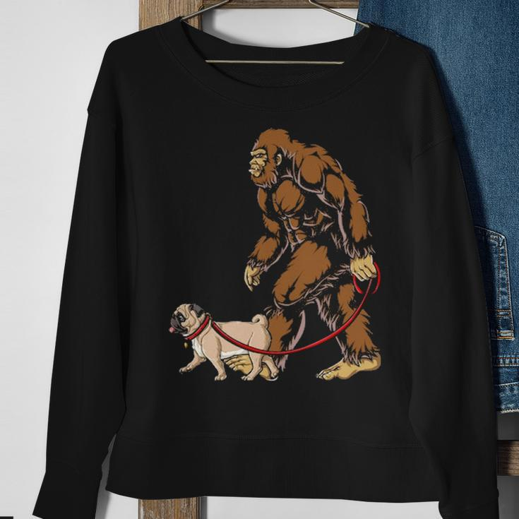 Bigfoot Dog Walk Pug Sweatshirt Gifts for Old Women