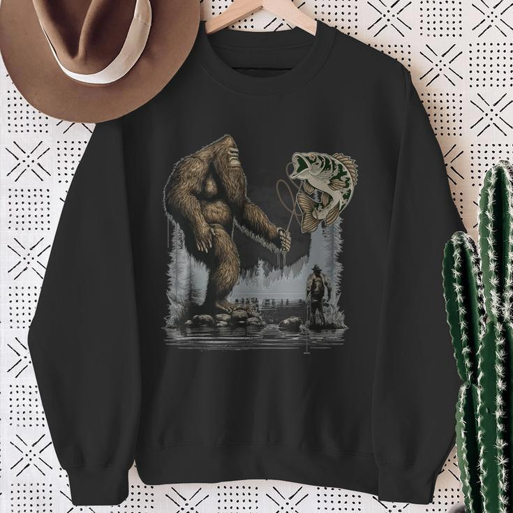 Bigfoot Fishing Sasquatch Fish Sweatshirt Gifts for Old Women