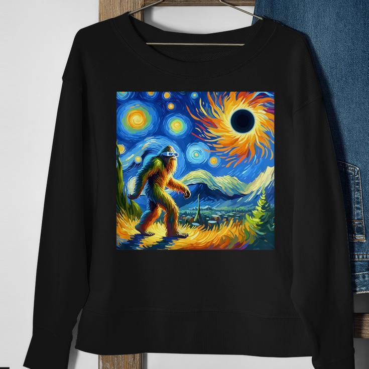 Bigfoot Glasses Total Solar Eclipse 2024 Van Gogh Bigfoot Sweatshirt Gifts for Old Women