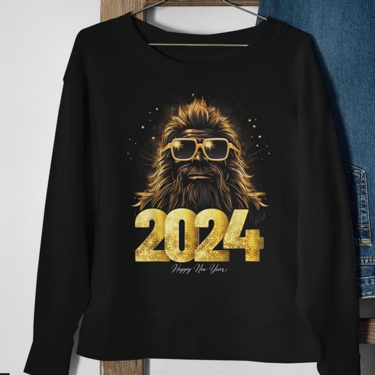 Bigfoot Sasquatch 2024 Happy New Year New Years Eve Party Sweatshirt Gifts for Old Women