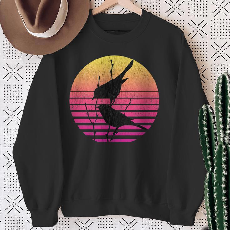 Birds Over A Vintage Sunset Distressed Sweatshirt Gifts for Old Women