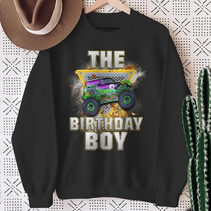 The Birthday Boy Monster Truck Family Matching Sweatshirt Gifts for Old Women