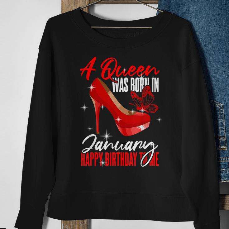 Birthday January A Queen Was Born In January Sweatshirt Gifts for Old Women