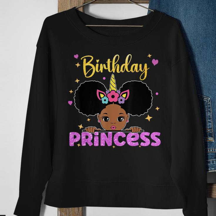 The Birthday Princess Melanin Afro Unicorn Cute Matching Sweatshirt Gifts for Old Women