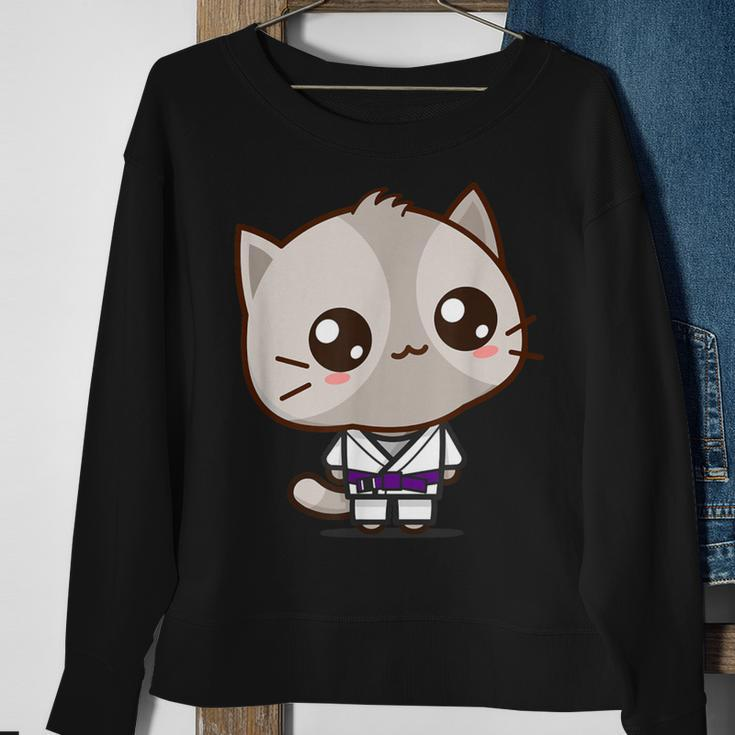 Bjj Brazilian Jiu Jitsu Purple Belt Kawaii Cat Sweatshirt Gifts for Old Women
