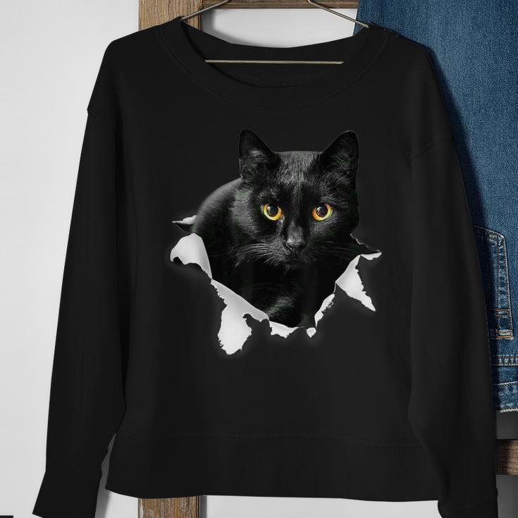 Black Cat Torn Cloth For Cat Lover Cat Dad Cat Mom Sweatshirt Gifts for Old Women