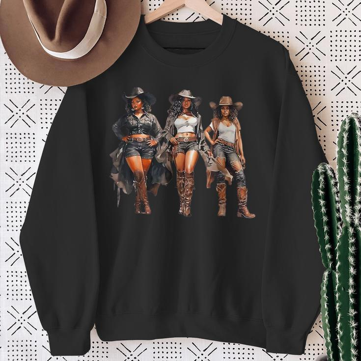 Black Cowgirl Western Rodeo Melanin Black History Texas Men Sweatshirt Gifts for Old Women