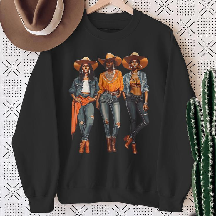 Black Cowgirl Western Rodeo Melanin Black History Texas Sweatshirt Gifts for Old Women