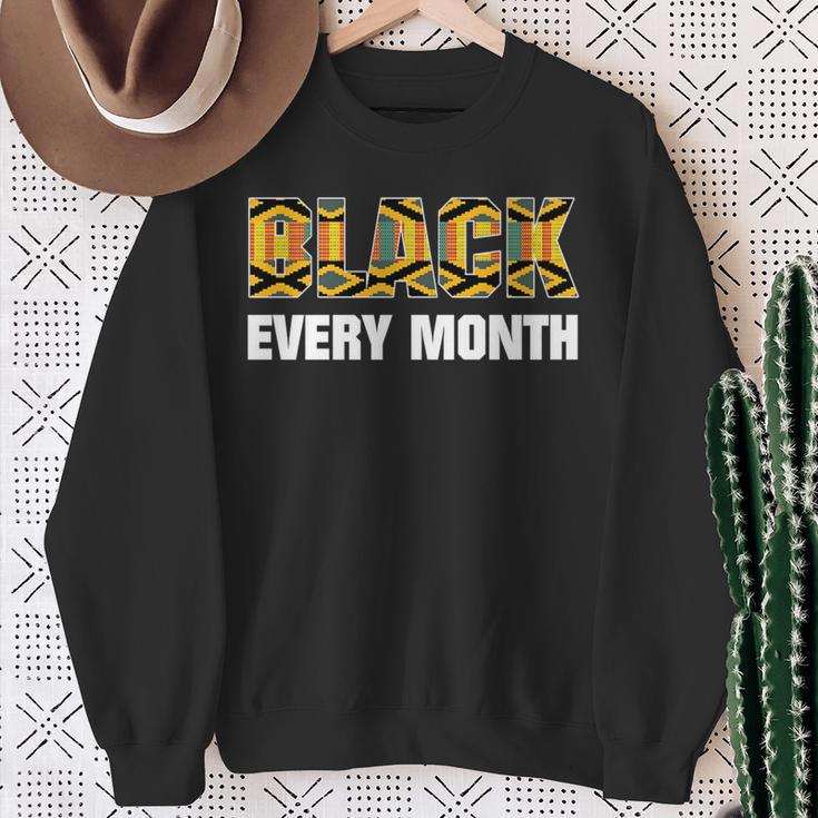 Black Every Month Kente Pattern African Ghana Style Sweatshirt Gifts for Old Women