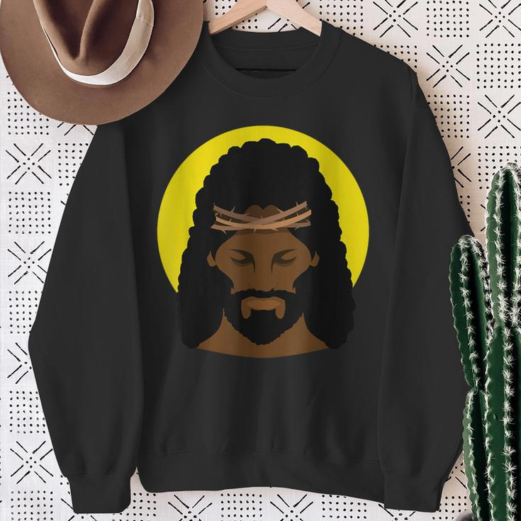 Black Jesus With Afro African American Religious Portrait Sweatshirt Gifts for Old Women