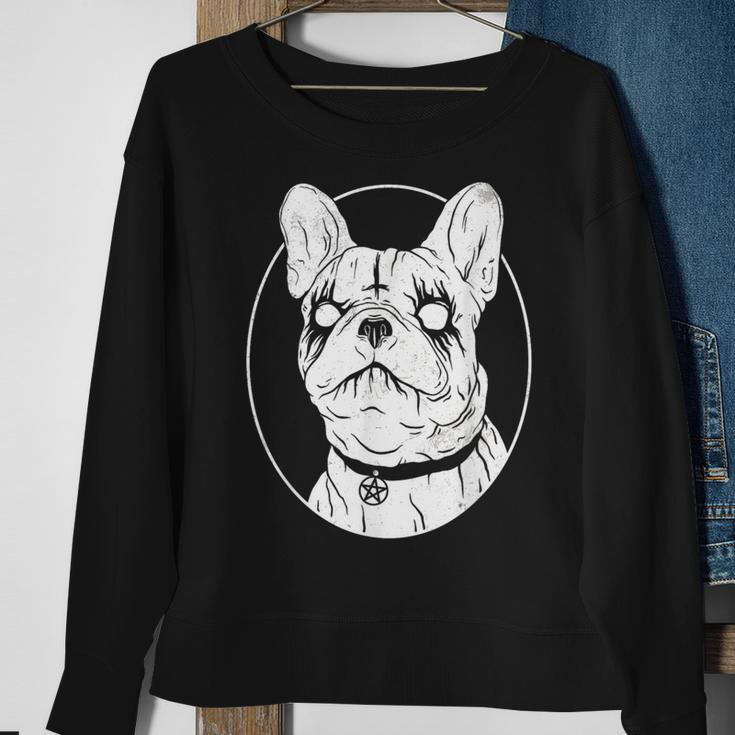 Black Metal French Bulldog Gothic Heavy Metal Dog Sweatshirt Gifts for Old Women