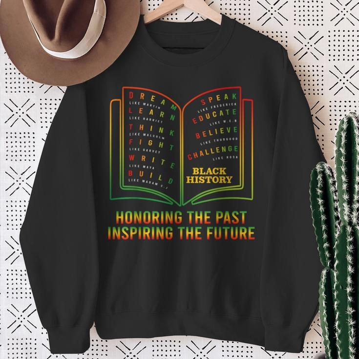 Black History Honoring Past Inspiring The Future Book Bhm Sweatshirt Gifts for Old Women