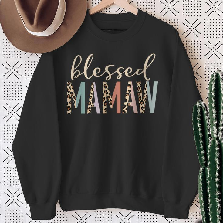 Blessed Mamaw Cute Leopard Print Sweatshirt Gifts for Old Women