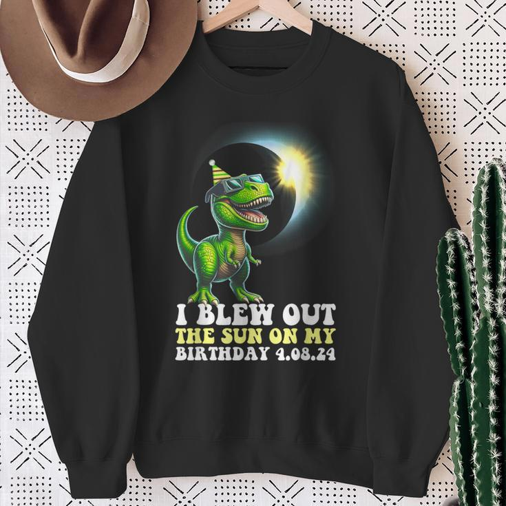 I Blew Out The Sun On Birthday Dinosaur 2024 Solar Eclipse Sweatshirt Gifts for Old Women