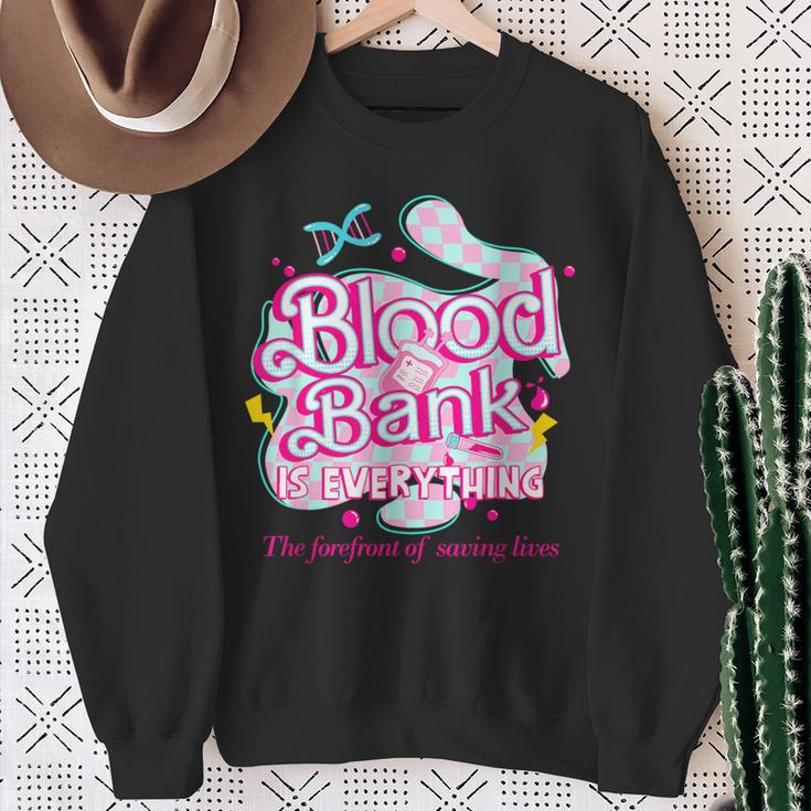 Blood Bank Is Everything Pink Retro Lab Week 2024 Med Tech Sweatshirt Gifts for Old Women