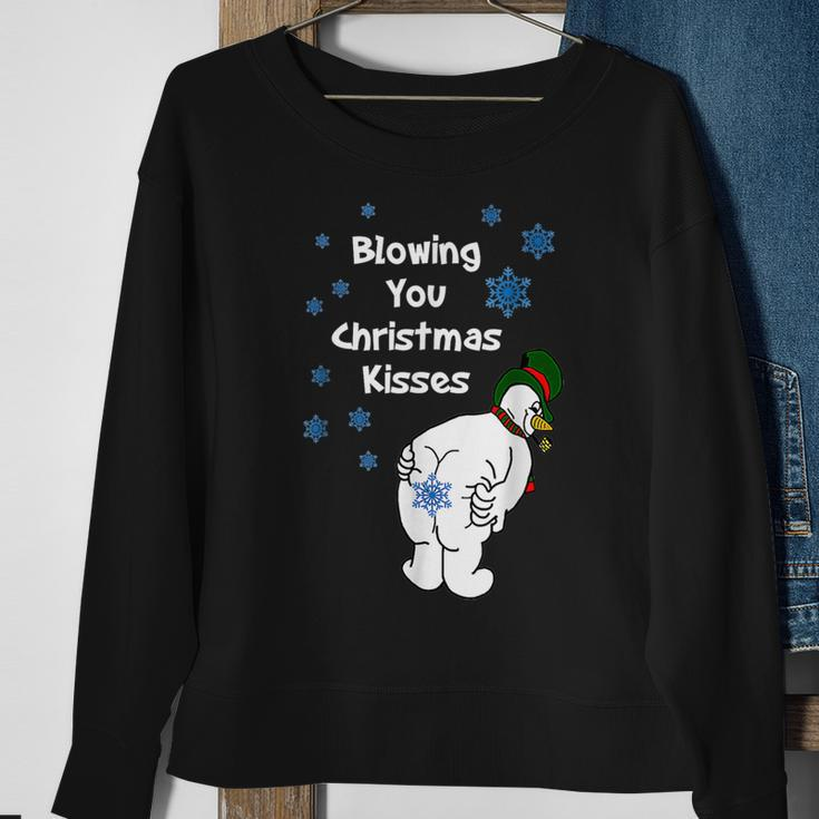 Blowing You Christmas Kisses Christmas Snowman Xmax Sweatshirt Gifts for Old Women