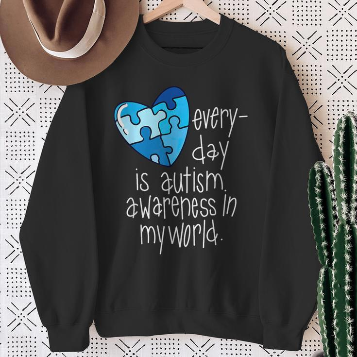 Blue Puzzle Heart Sweatshirt Gifts for Old Women