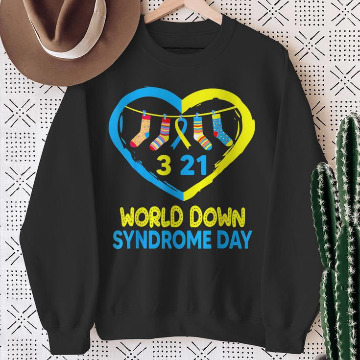 Blue Yellow Heart 21 World Down Syndrome Awareness Day 2024 Sweatshirt Gifts for Old Women