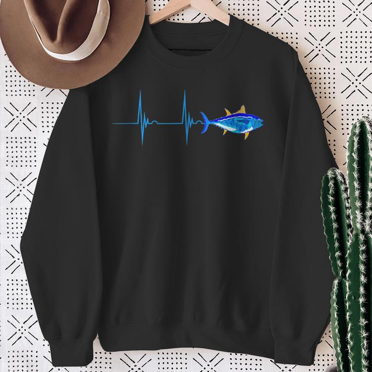 Bluefin Tuna Heartbeat Ekg Pulseline Fish Deep Sea Fishing Sweatshirt Gifts for Old Women