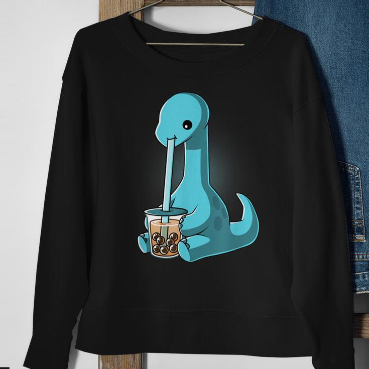 Boba Dinosaur Kawaii Cute Anime Boba Dino Bubble Tea Sweatshirt Gifts for Old Women