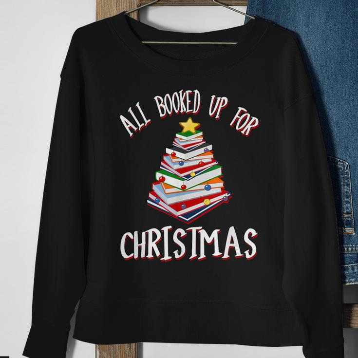 All Booked Up For Christmas Christmas Tree Sweatshirt Gifts for Old Women