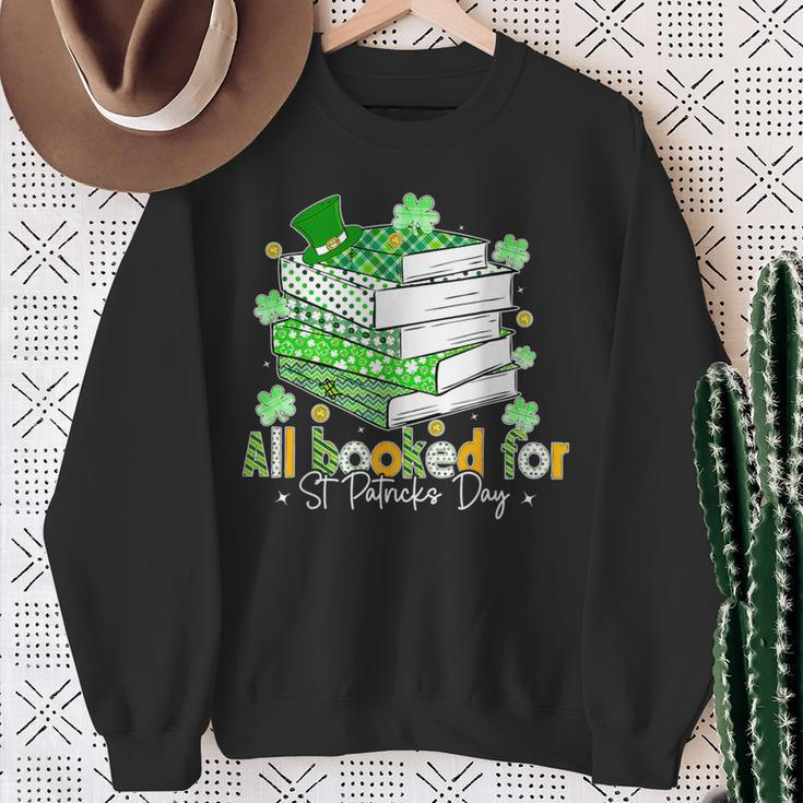 All Booked For St Patrick's Day Bookish Leprechaun Bookworm Sweatshirt Gifts for Old Women