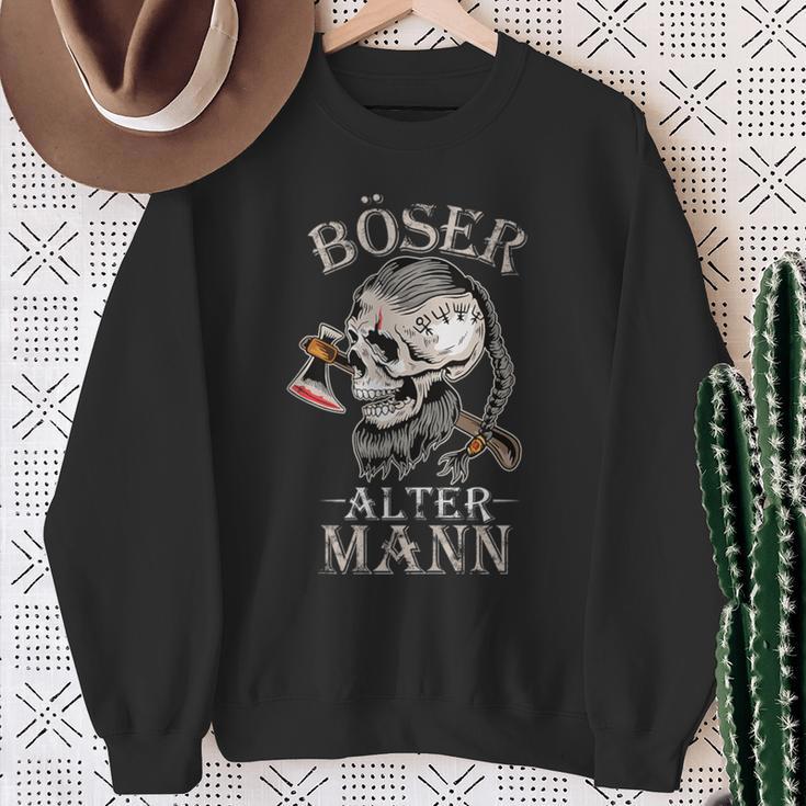 Böser Alter Mann Opa Papa Totenkopf Skullintage Wikinger Sweatshirt Geschenke für alte Frauen