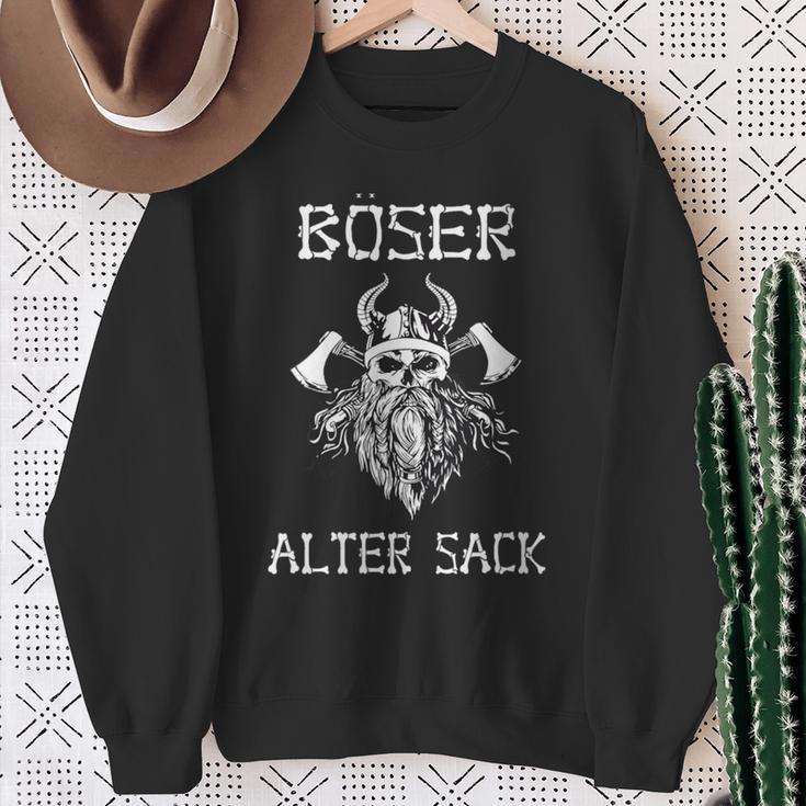 Böser Alter Mann Papa Opa Dad Wikinger Böser Alter Sack Mit-Ausschnitt Sweatshirt Geschenke für alte Frauen