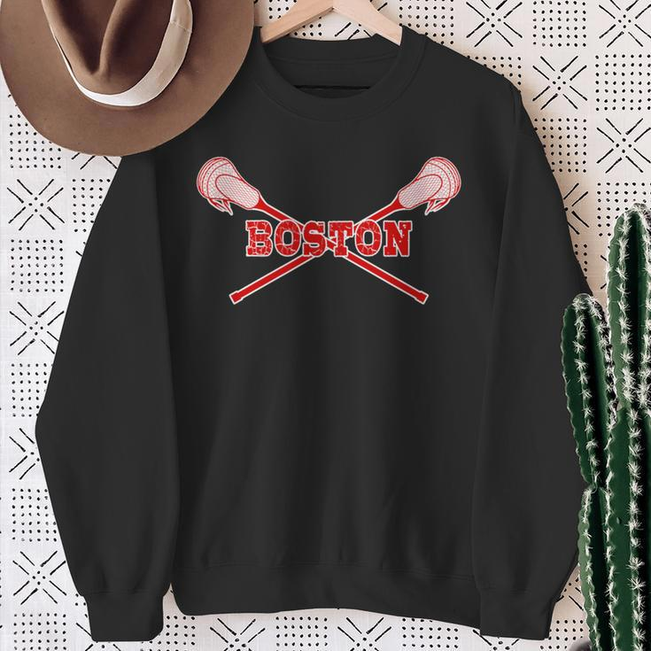 Boston Lacrosse With Lax Sticks Sweatshirt Gifts for Old Women