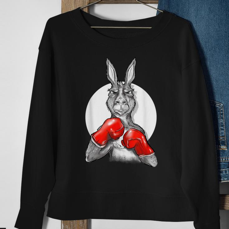 Boxender Hase Grafik Sweatshirt, Sportlich in Schwarz Geschenke für alte Frauen
