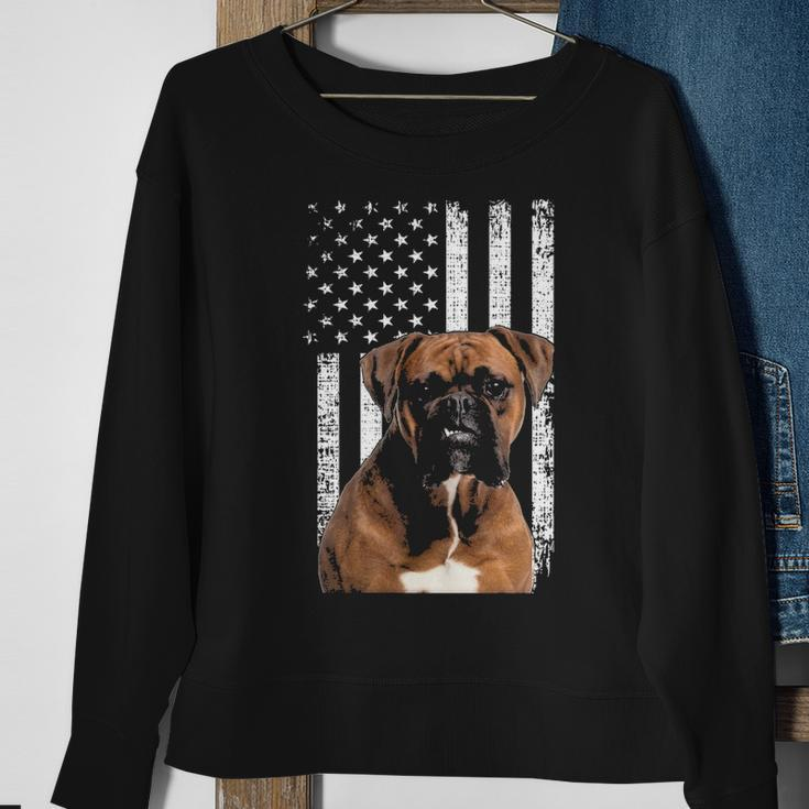 Boxer Dog American Flag Boxer Dad With Us Flag Sweatshirt Gifts for Old Women