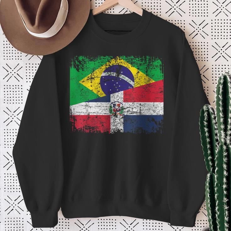 Brazil Dominican Republic Flags Half Dominican Brazilian Sweatshirt Gifts for Old Women