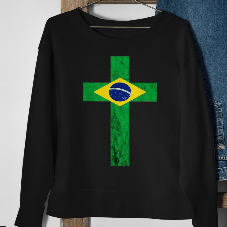 Brazil Jesus Cross Brazilian Faith Brasileiro Christian Sweatshirt Gifts for Old Women