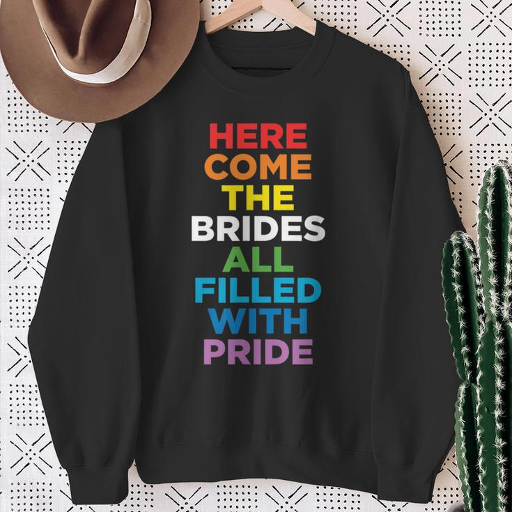 Here Come The Brides Lesbian Wedding Sweatshirt Gifts for Old Women