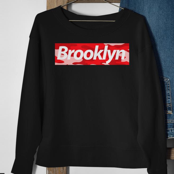 Brooklyn New York Red Camo Box Parody Sweatshirt Gifts for Old Women