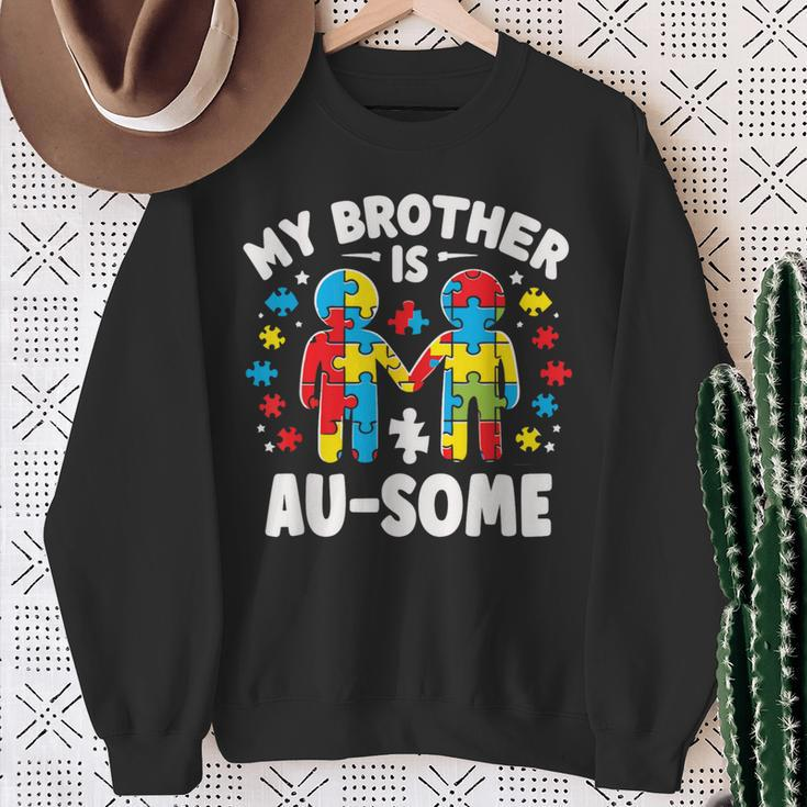 My Brother Is Awesome Autism Awareness Colorful Sweatshirt Gifts for Old Women