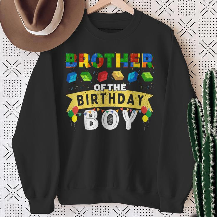 Brother Of The Birthday Boy Building Blocks Master Builder Sweatshirt Gifts for Old Women