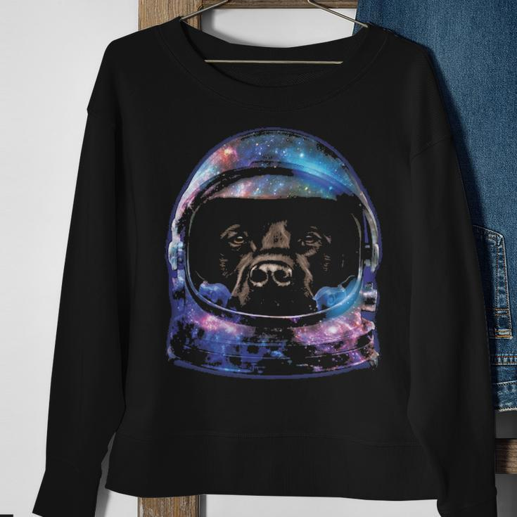Brown Labrador In Space Galaxy Astronaut Helmet Dog Sweatshirt Gifts for Old Women