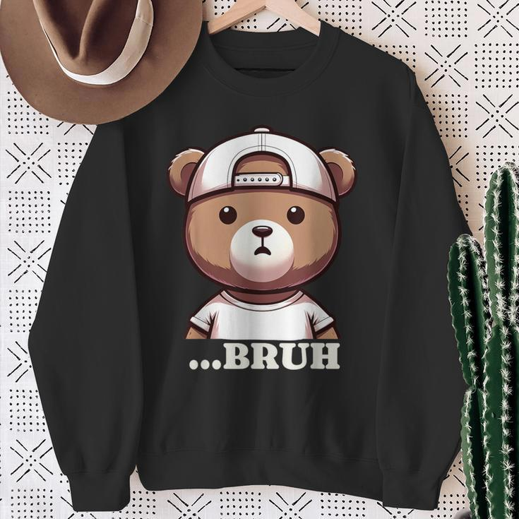 Bruh Meme Hip Hop Teddy Bear Boys Ns Nager Sweatshirt Gifts for Old Women