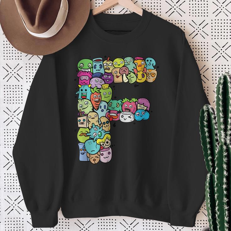 Buchstabe F Monsters Alphabet Name Initiale Niedlich Monogrammiert Sweatshirt Geschenke für alte Frauen