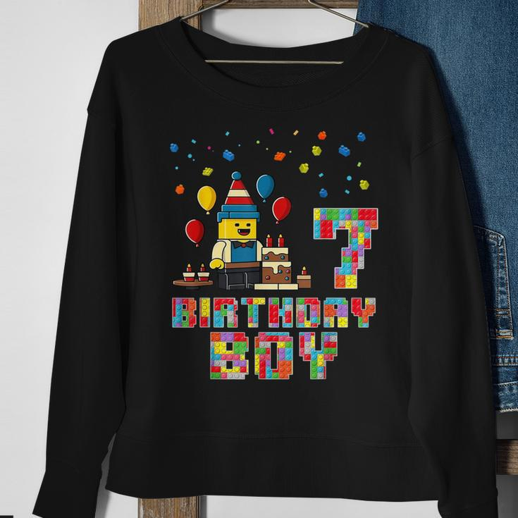 Building Bricks 7Th Birthday Boy Master Builder 7 Years Old Sweatshirt Gifts for Old Women
