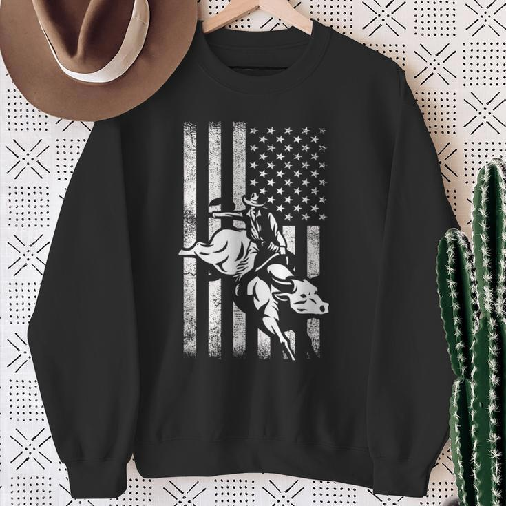 Bull Rider Cowboy American Usa Bull Riding Western Sweatshirt Gifts for Old Women
