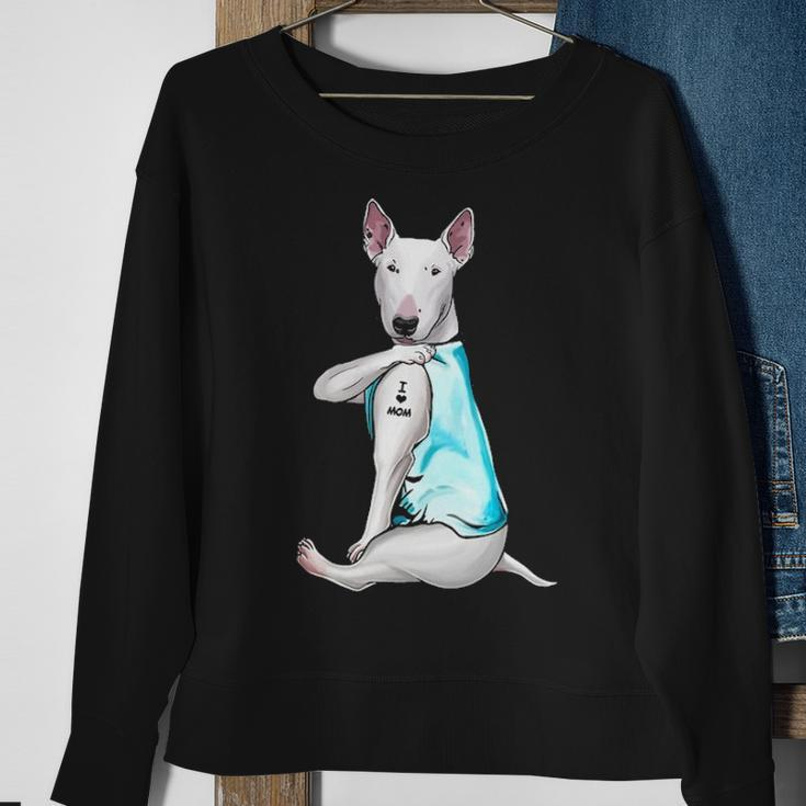 Bull Terrier Tattoos I Love Mom Sitting Mother's Day Sweatshirt Gifts for Old Women