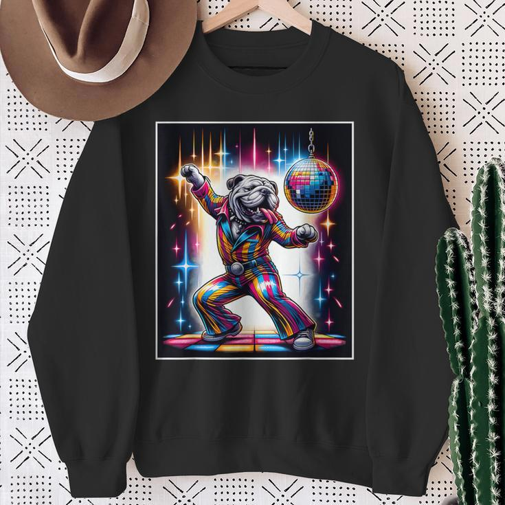 Bulldog Dancing Disco Sweatshirt Gifts for Old Women