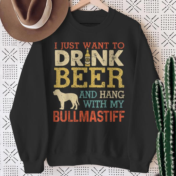 Bullmastiff Dad Drink Beer Hang With Dog Vintage Sweatshirt Gifts for Old Women
