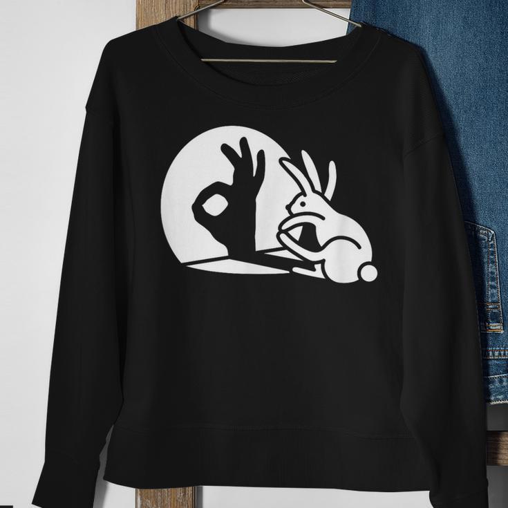 Bunny Rabbit Ok Okay Shadow Hand Gesture Sign Circle Game Sweatshirt Gifts for Old Women