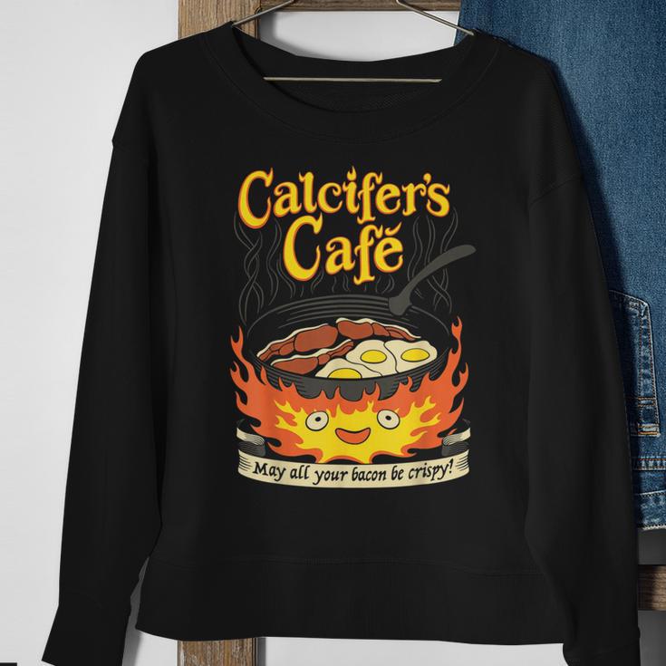 Calcifer's Cafe May All Your Bacon & Eggs Be Crispy Cooking Sweatshirt Gifts for Old Women