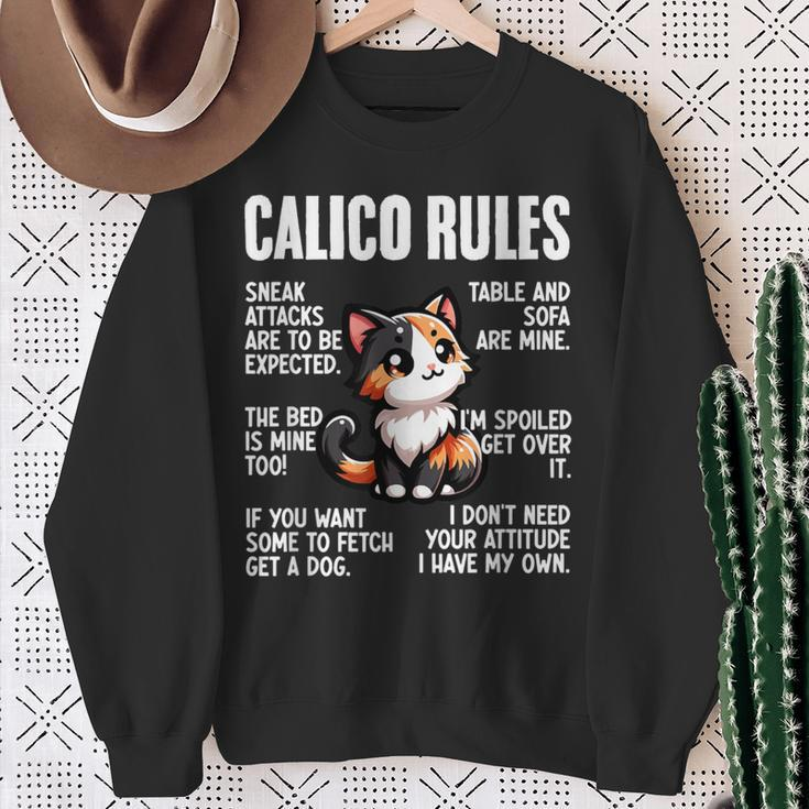 Calico Rules Feline Animal Pet Kawaii Calico Cat Sweatshirt Gifts for Old Women