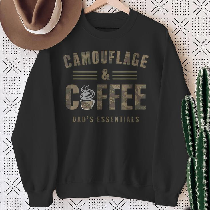 Camo & Coffee Dad's Essentials Fathers Day Present Sweatshirt Gifts for Old Women